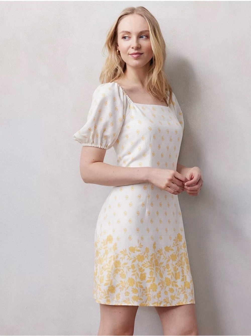 NWT LC Lauren Conrad Short Puff Sleeve Squareneck Mini Dress - Size Small